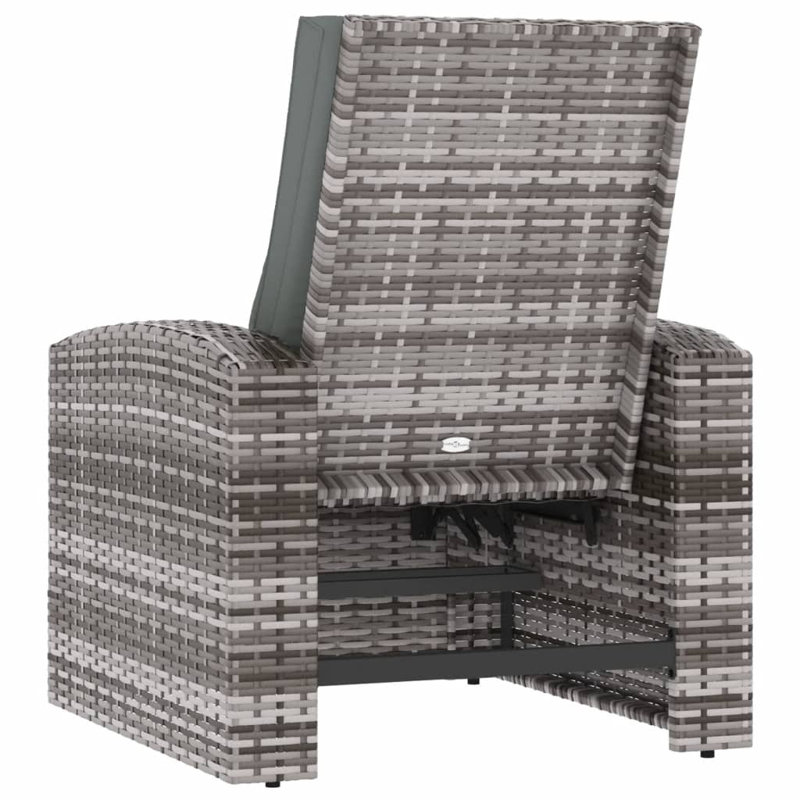 vidaXL Reclining Patio Lounge Chair, Modern Poly Rattan with Cushions, Adjustable Backrest & Footrest, Comfortable Outdoor Garden Terrace Furniture