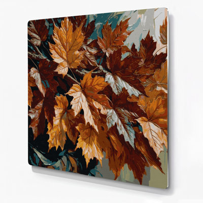«Botanical Sycamore Leaves», art mural en métal noir