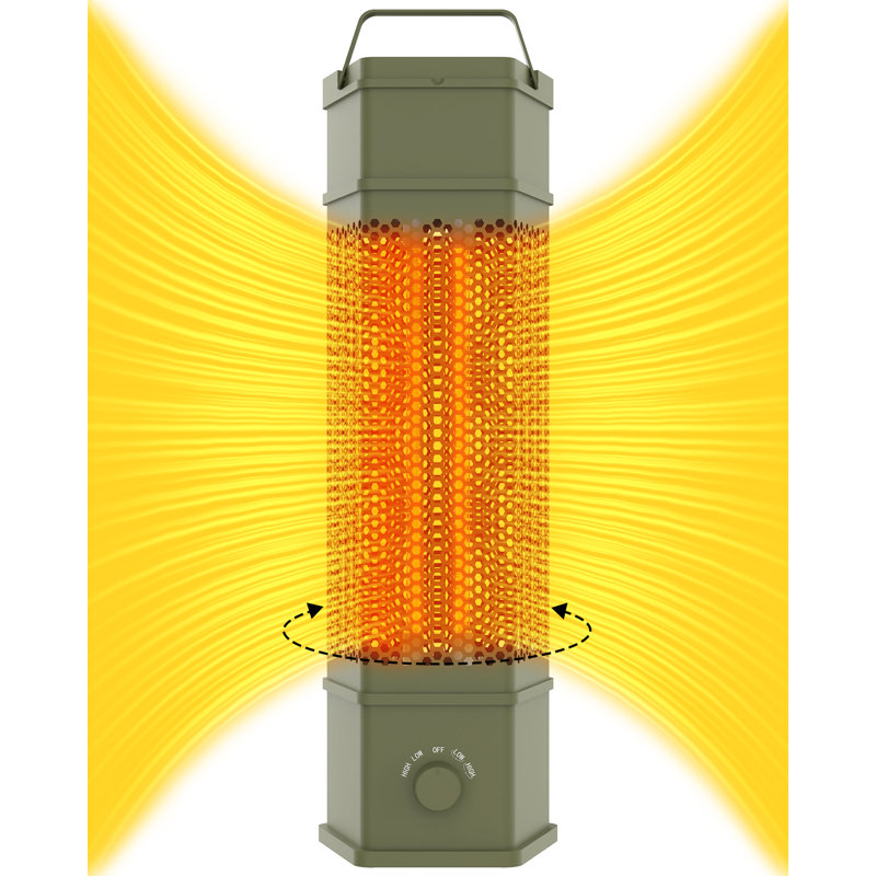 Patio Heater For Outdoor, 360°all-round Heating, 1500w Indoor Electric Infrared Heater, Portable Tower Heater, 2 Speeds Oscillation, Tip-over Protection For Garage, Backyard, Home