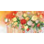 Bouquet de fleurs abstraites multicolores - Toile avec cadre vert-120118495