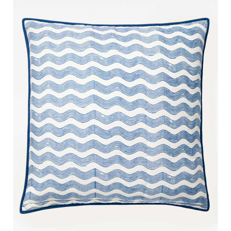 Reversible Block Print Surfer Euro Sham in Orchid, White/Blue/Gray