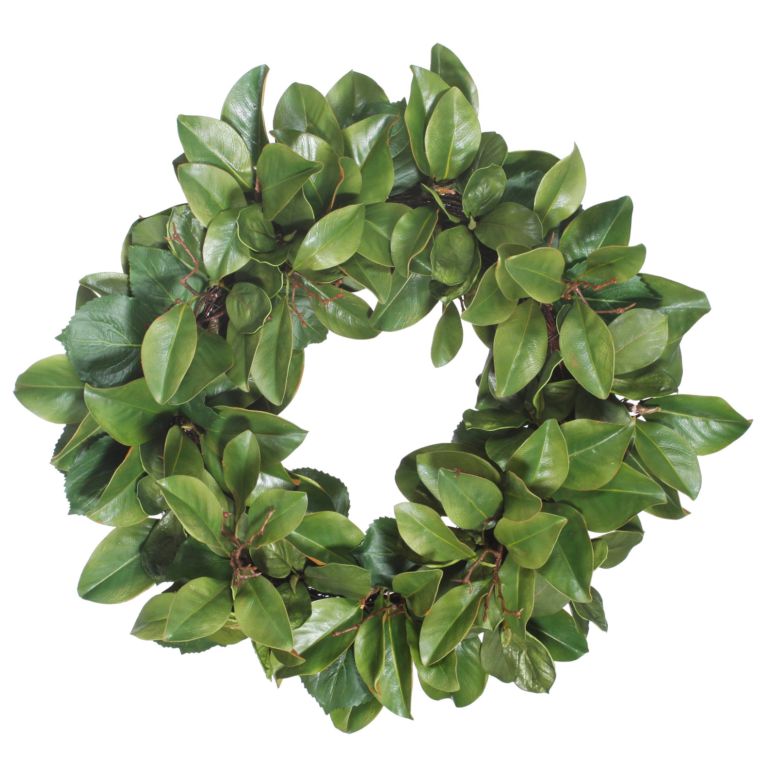 Billy-George Faux Magnolia Polyester Wreath, 30" H x 30" W x 8" D