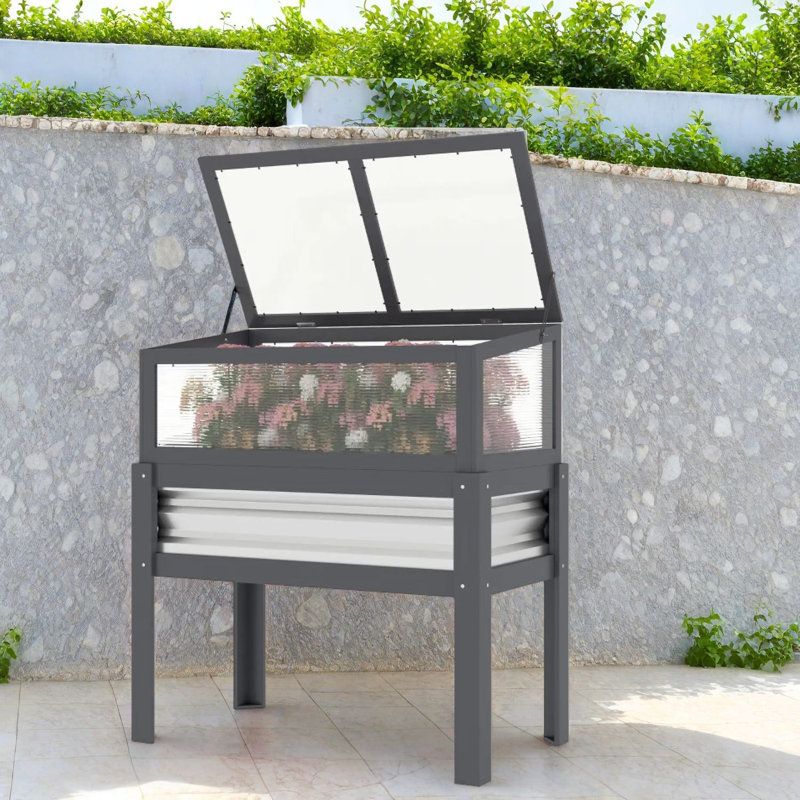 Jardinières multifonctionnelles en métal et en bois, lit de jardin surélevé pour patio
