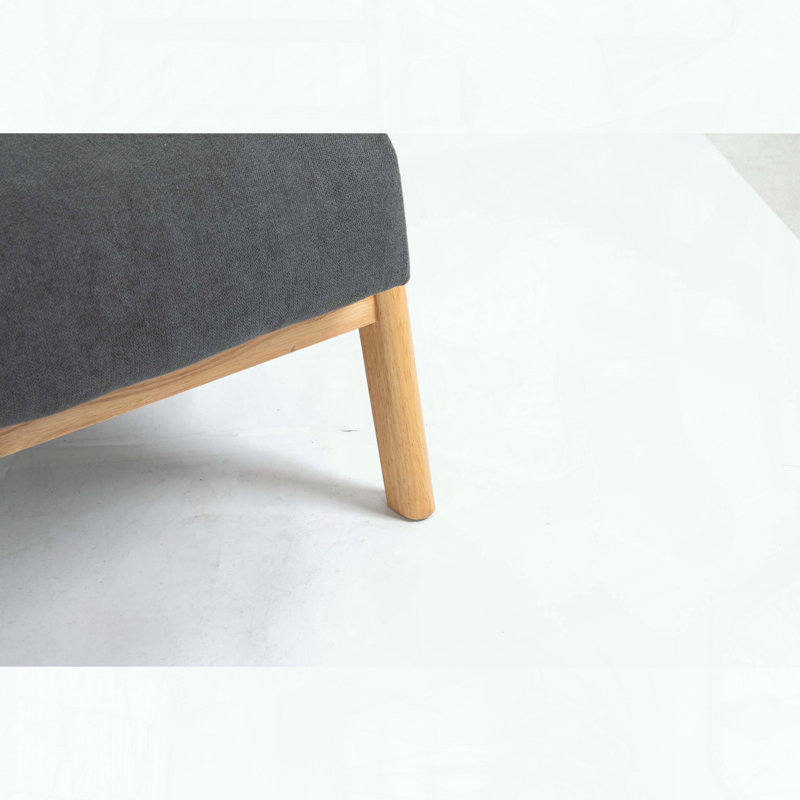 Chaise d'appoint Mid-Century moderne - Coussin à haute densité en éponge et à la taille, Gris, Marron clair