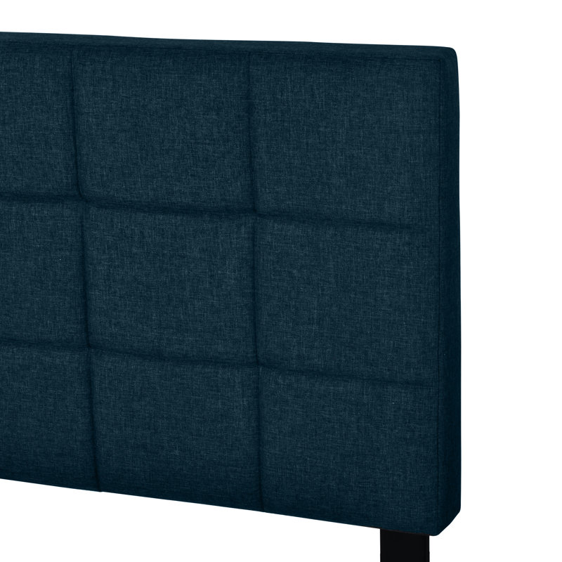 Upholstered Queen Size Bed with Padded Headboard, Linen Fabric, Easy Assembly, Gray, Queen