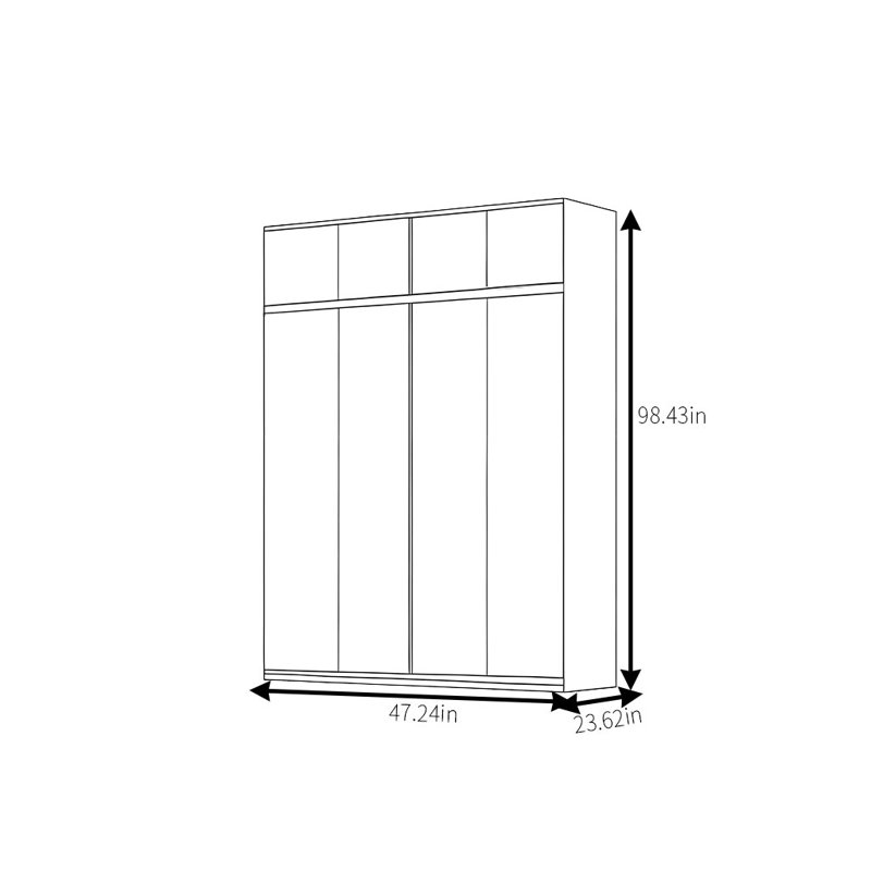 Garde-robe simple en forme de bûche, H 98 po x l 47 po x P 24 po