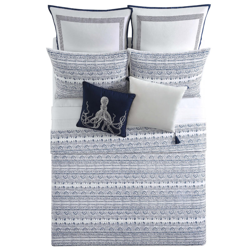 Reef Coastal Cotton Geometric Shapes Quilt, King Quilt + 2 Shams