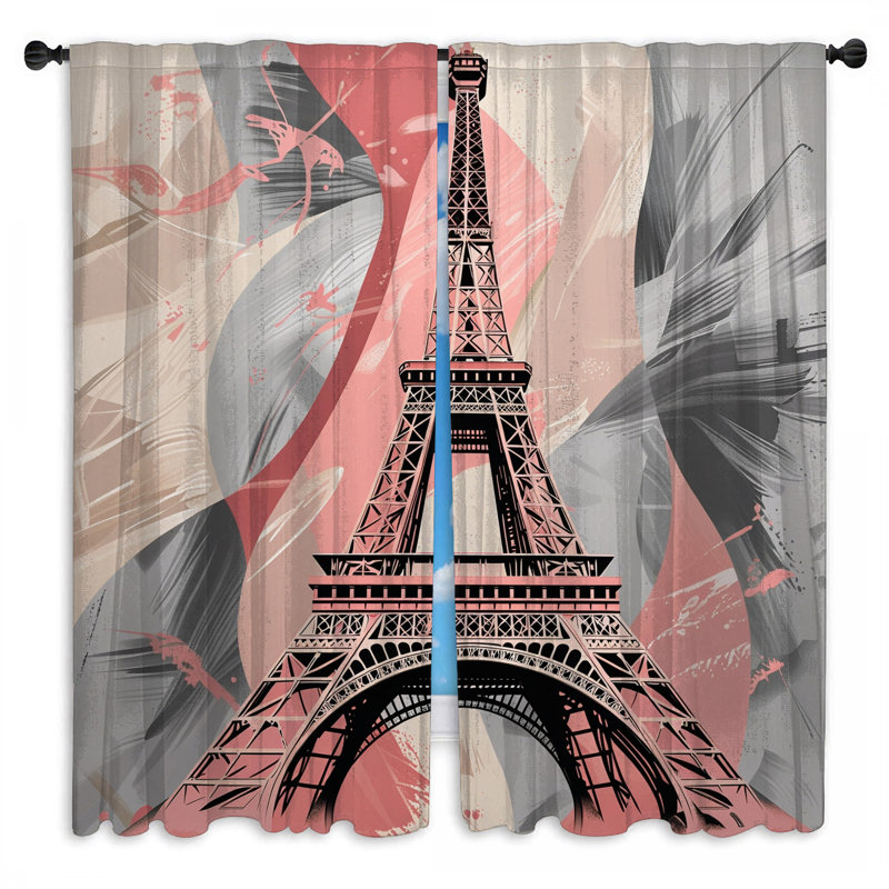 Rideaux de fenêtre Tour Eiffel obscurcissant et obscurcissant - 2 panneaux, 40in x 80in - 2 panels, Transparent