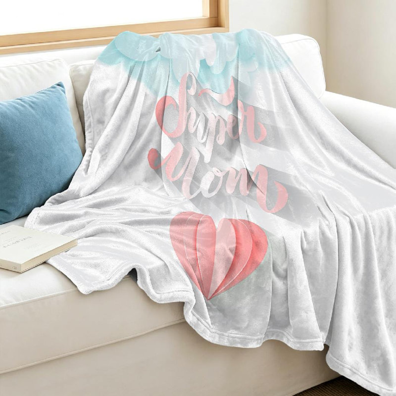 Jeté transparent en flanelle de polaire ultra douce, avec texte Super Mom pour impression recto, Throw 40" x 50"