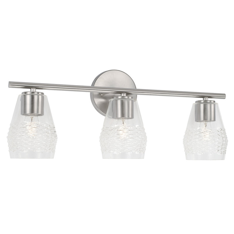 3 - Light Dimmable Vanity Light, Brushed Nickel