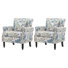 Vintage Floral Upholstered Armchair With Rolled Arms And Wooden Legs(Set Of 2)