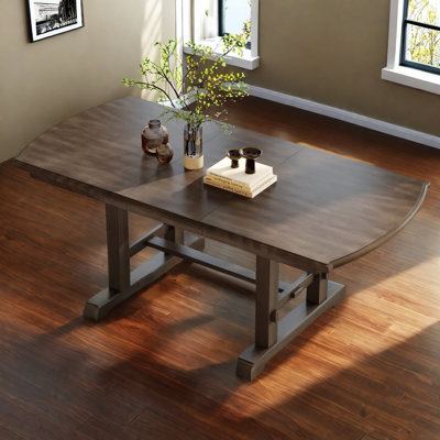 60"-78" Extendable Dining Table, Farmhouse Wooden Kitchen Table With Removable Leaf, Large Expanding Table For 4-8
