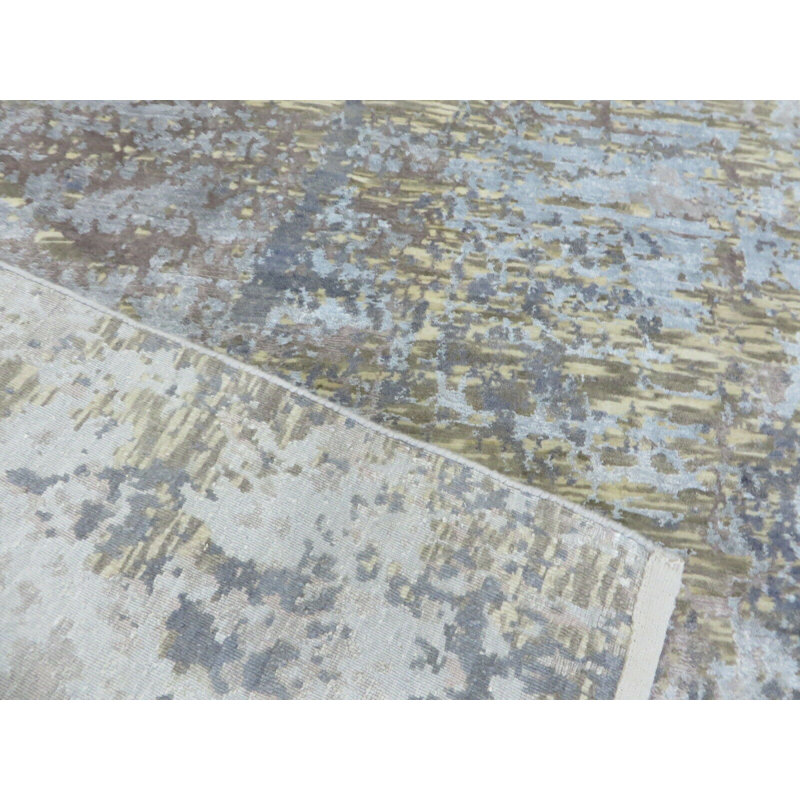 Tapis oriental moderne bleu ciel en soie noué à la main 9 pi 1 po x 12 pi B9A5A8F86E844DAEA76228AF9C5ED0B9