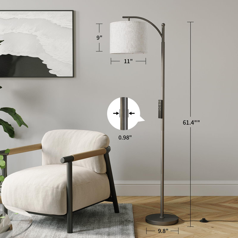 Lampe sur pied à DEL moderne gris | Gradation continue et température de couleur | Télécommande | Éclairage décoratif pour la maison et le bureau