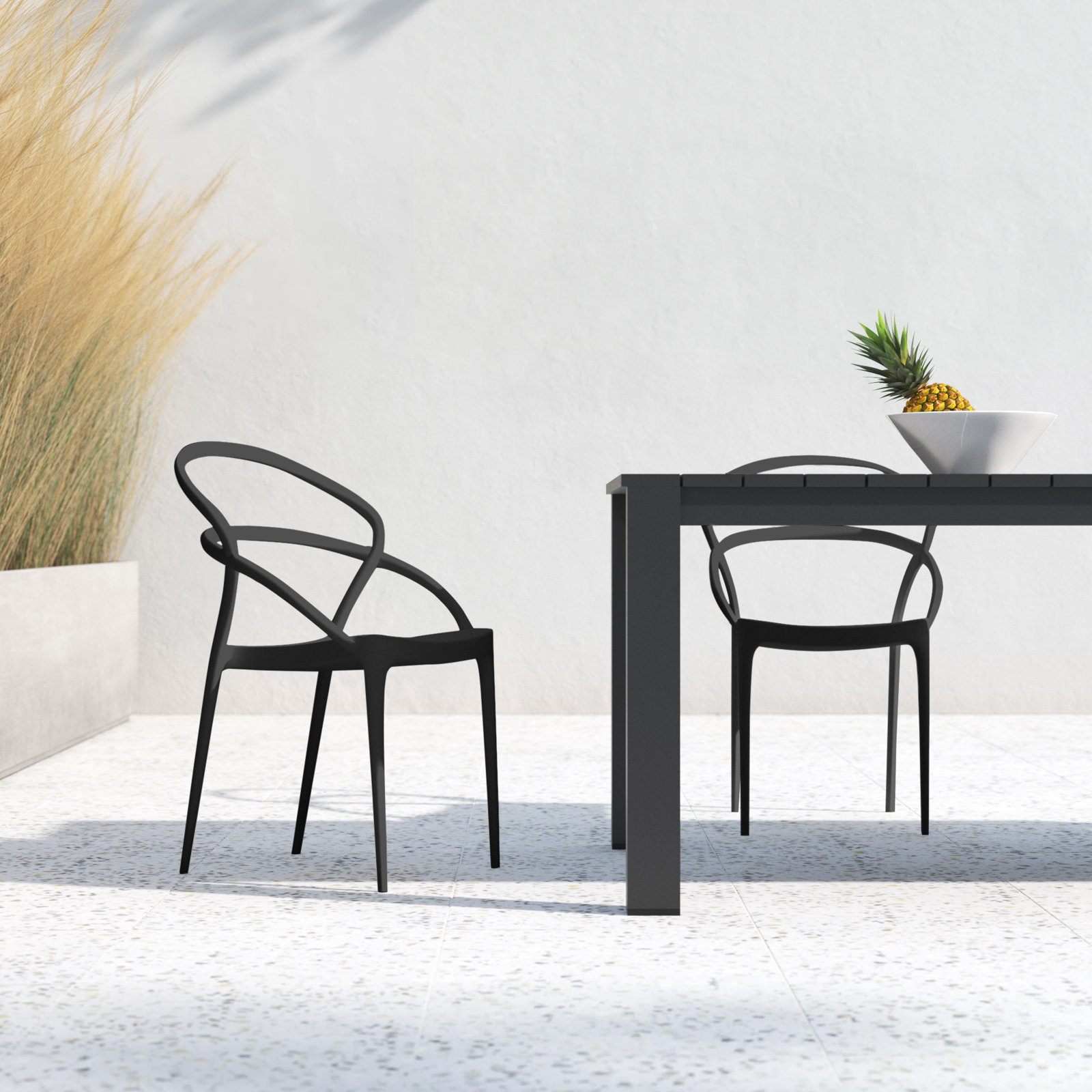 Farrah Stackable Patio Armchair, Black