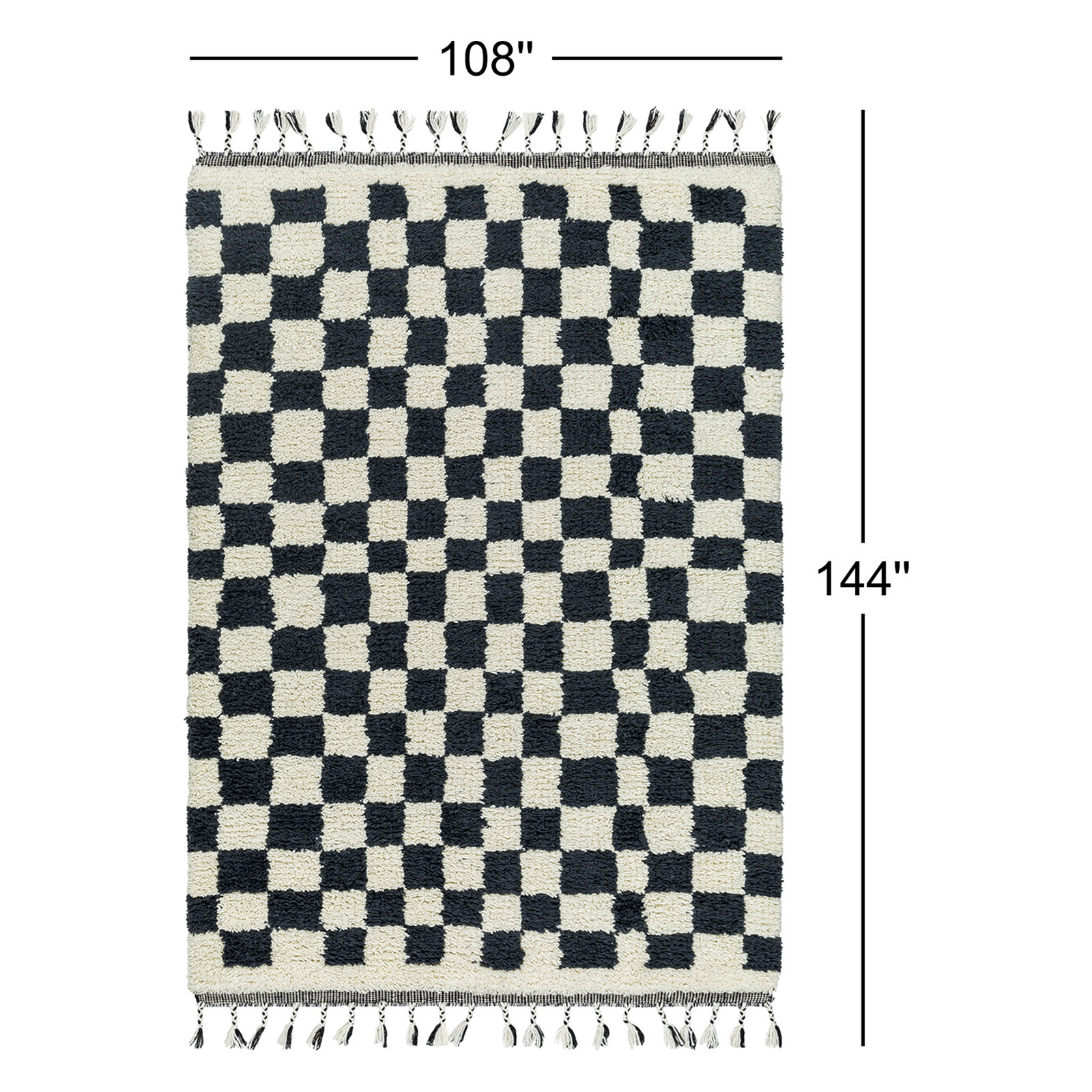 Keon Hand-Woven Checkered Shag Rug, Rectangle 9' x 12'