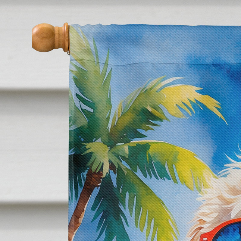 American Eskimo Summer Beach Time House Flag, Goldendoodle