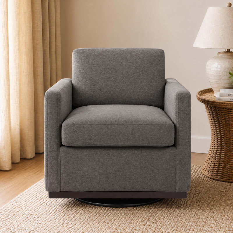 Fauteuil rembourré pivotant, Chenille taupe