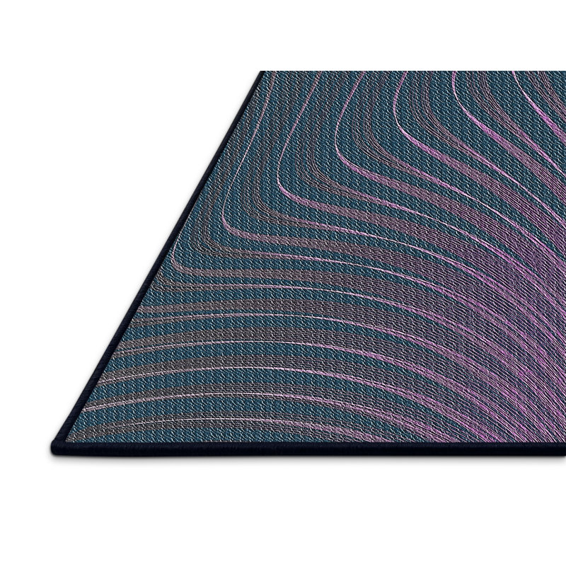 Tapis abstrait en laine rose / bleu marine, Rectangle 2 pi x 3 pi