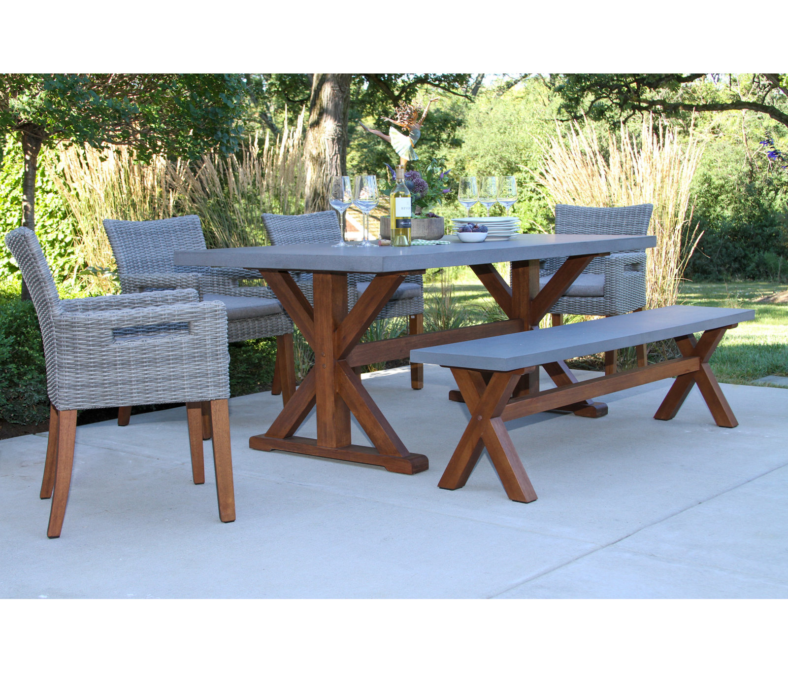 Fleur 74" Eucalyptus Patio Dining Set