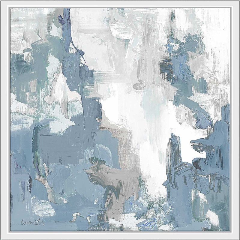 «Blue Serenade I» par Lanie Loreth, Cadre flottant blanc, H 39,5 po x l 39,5 po x P 2 po