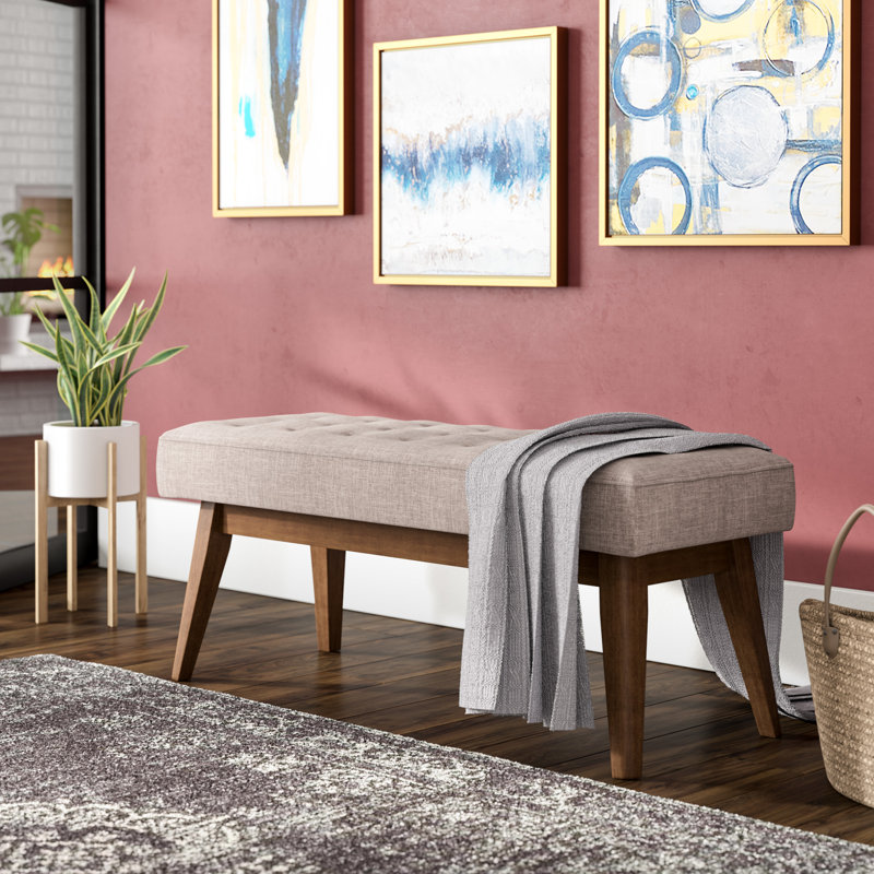 Harris 43" Upholstered Bench, Light grey