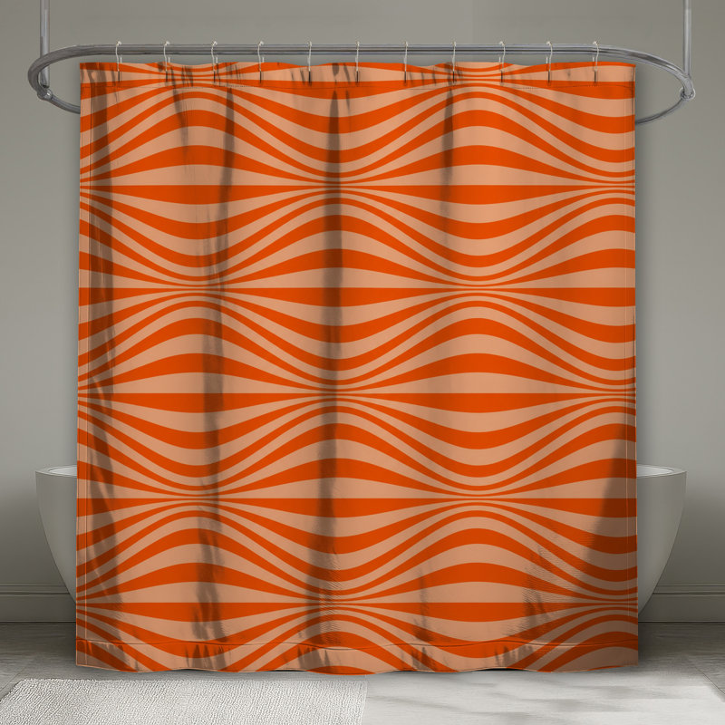 Rideaux de douche Orange Wavy Lines, L 70 po x H 93 po