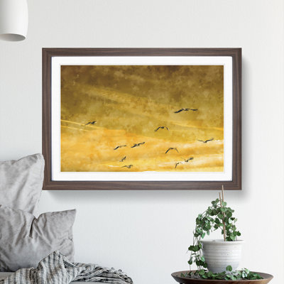 Flying Seagulls at Sunset - Picture Frame Graphic Art