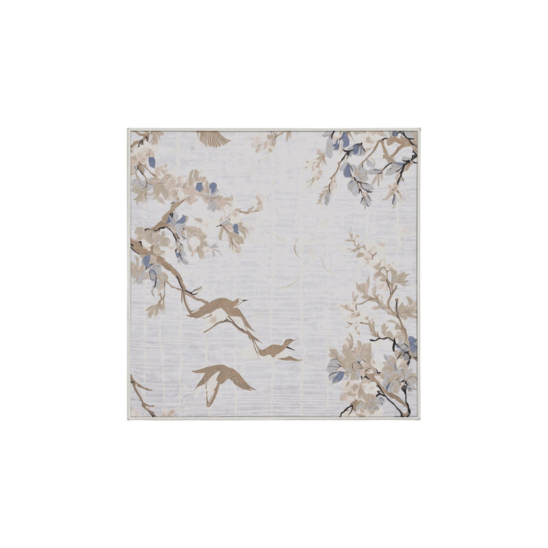 Machine Washable White Area Rug, Square 6'