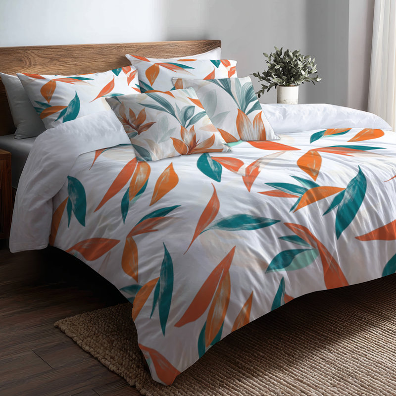 Ensemble de housse de couette et coussin décoratif Coastal Literie de 5 - Floral Paradise Petal