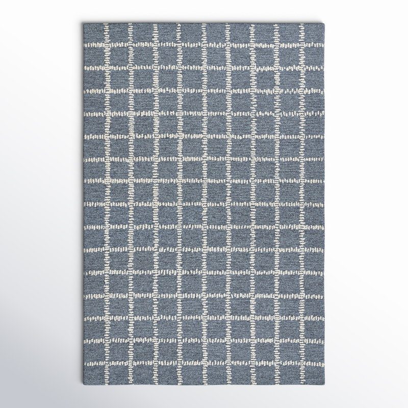 Lanora Hand Tufted Blue Wool Geometric 8' x 10' Rug