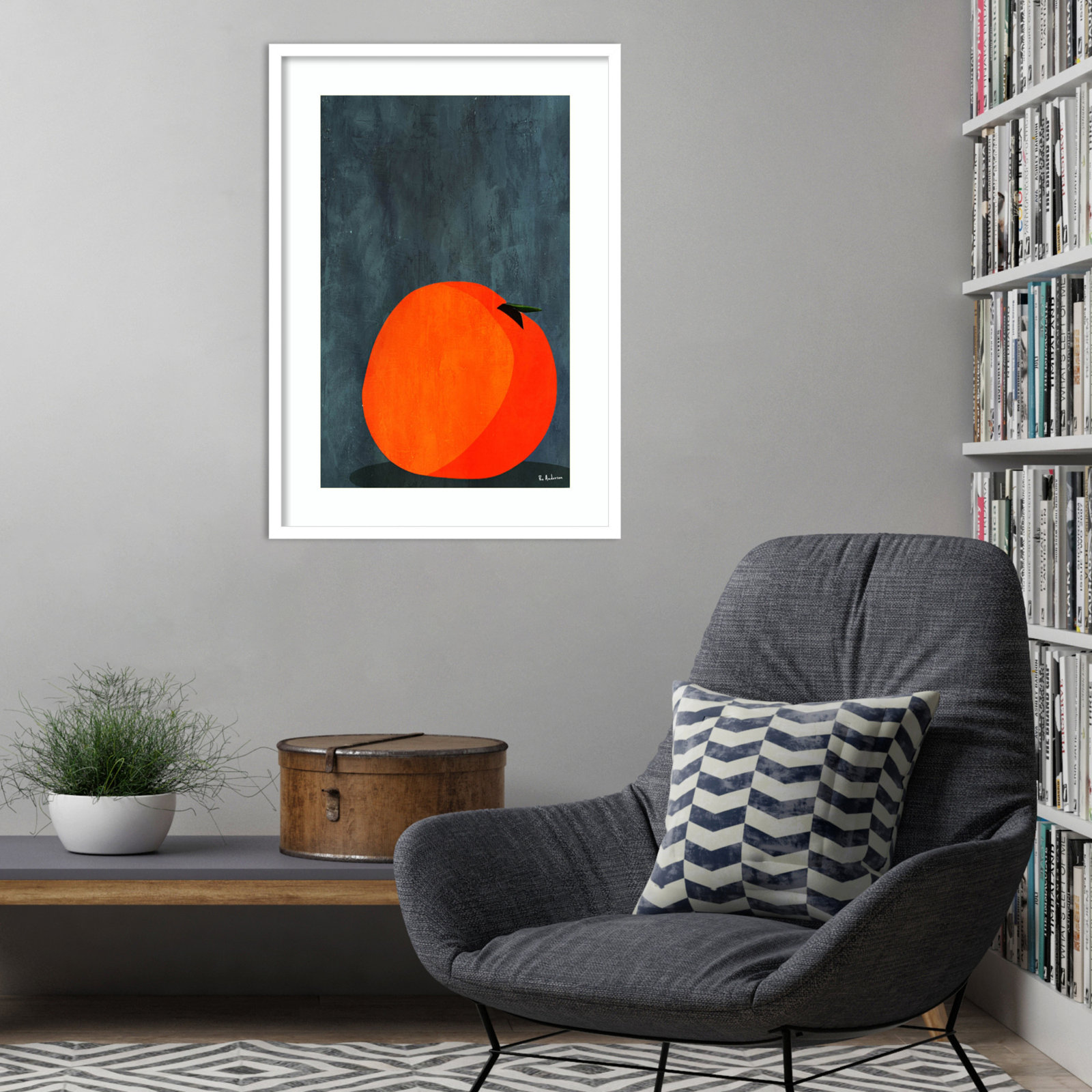 Calmly Sleeping Apple Print, 31" H x 22" W, White