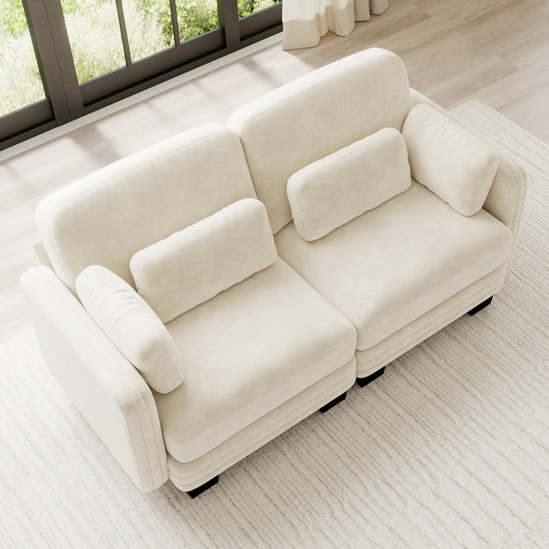 Canapé d'angle modulaire 2 places au design moderne et minimaliste capitonné, avec coussins d'assise épais et confortables, idéal pour le salon, la chambre et l'appartement. Revêtement en chenille.