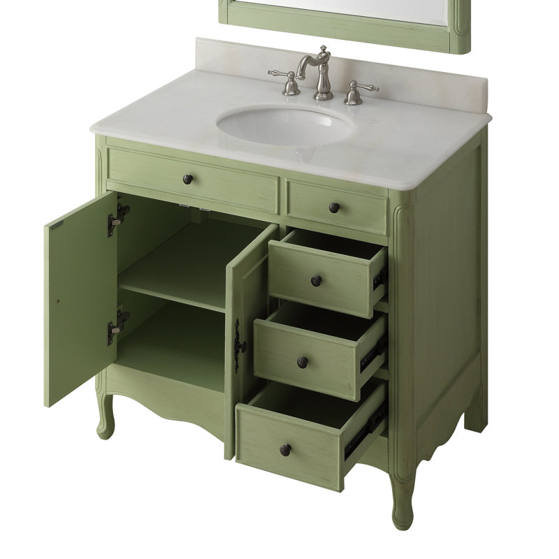Ensemble de meuble-lavabo simple 38 po Medina, Vert vieilli