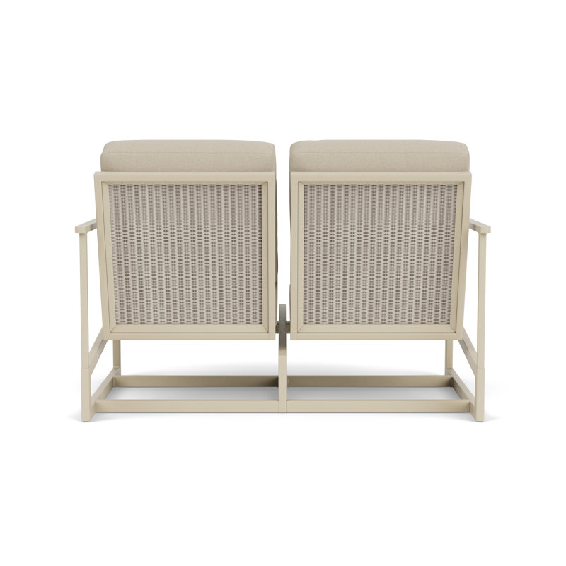 Outdoor Summit Rocker Bench with Cushions, Linen, Rumba Straw, Linen