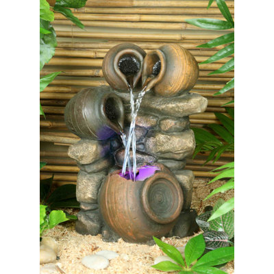 Fibre and Resin Pour Into One Fountain with LED Lights