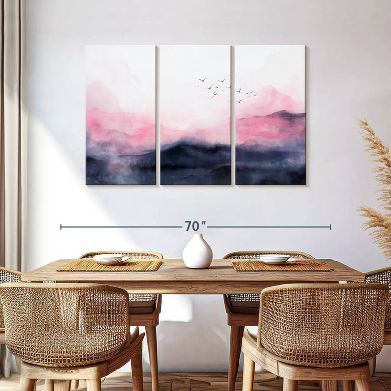 Avery, horizon rose abstrait, H 36 po x l 57 po