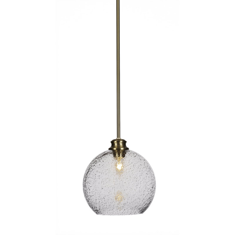 Luminaire suspendu Kimbro avec verre à bulles 9,5 po, Laiton New Age