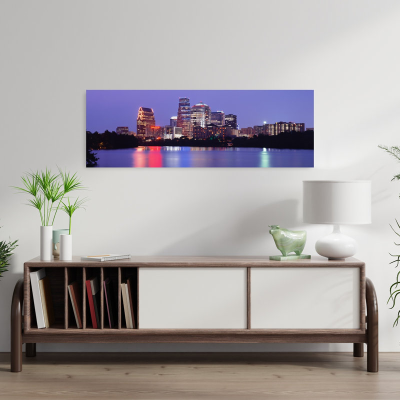 États-Unis, Texas, Austin, horizon, nuit, architecture contemporaine, art mural urbain, H 12 po x l 36 po