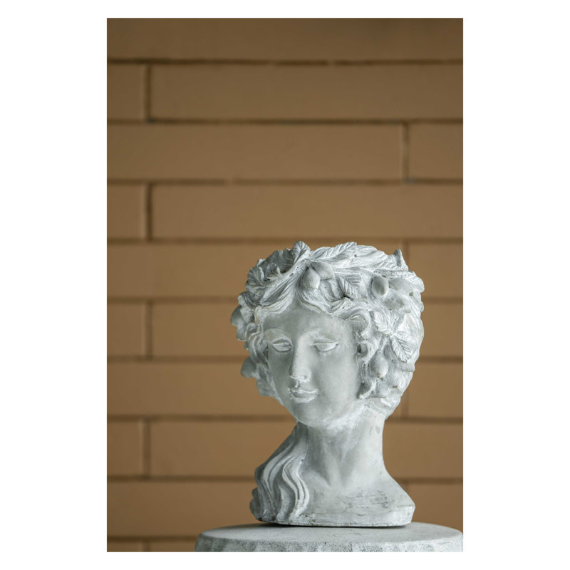 Cement Bust Wall Planter, Gray