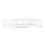 Lit plateforme en bois pleine grandeur avec garde-corps et tablettes de rangement, blanc-834557720-834557721