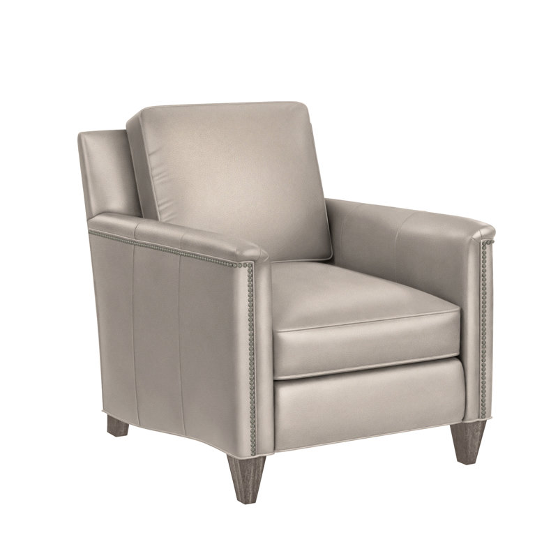 Davidson Armchair, Pewter, New Classiques, Aline Light Grey Genuine Leather