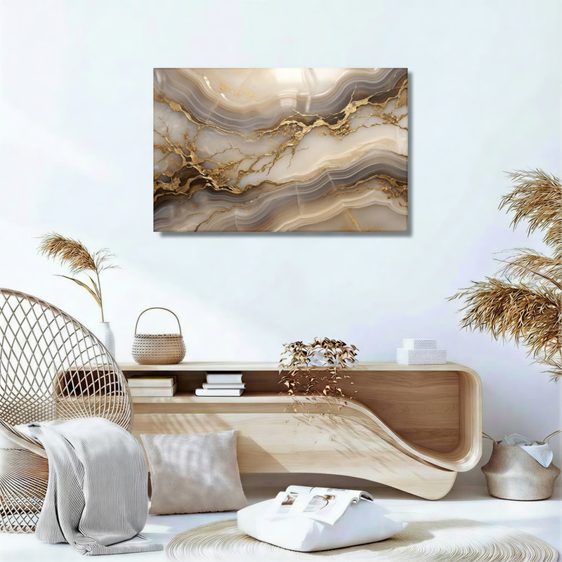 Marbre doré, art mural sur toile, ensemble de 1, Wrapped Canvas, 16"H x 24"W