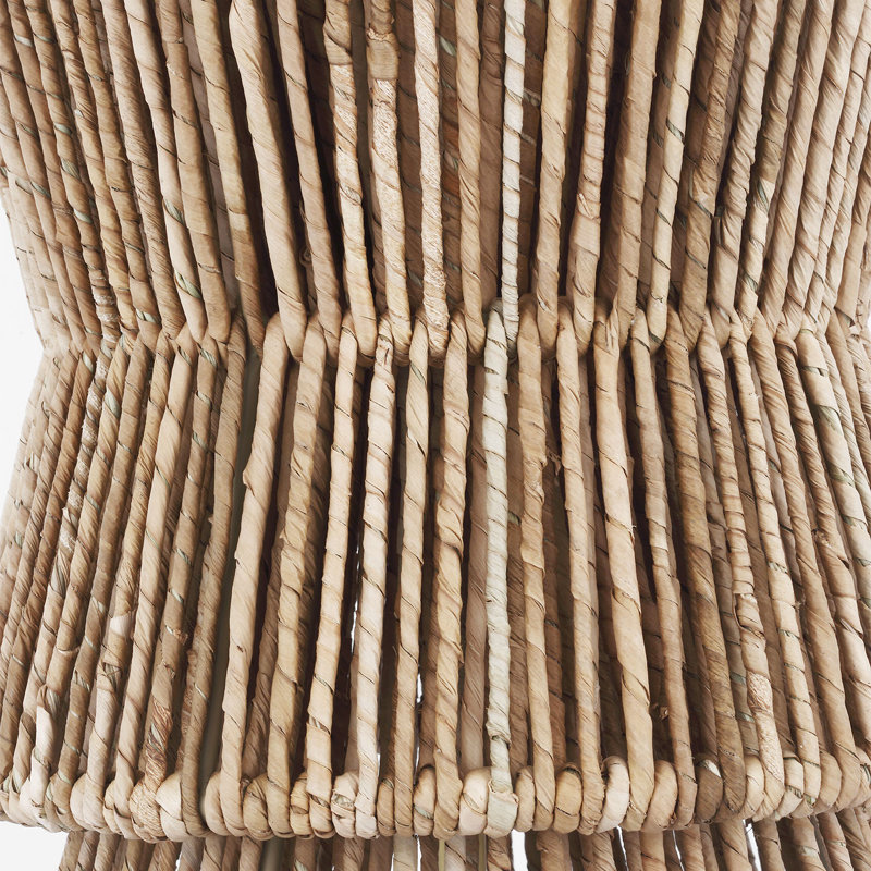 Chapman & Myers Antigua 30" Layered Table Lamp in Natural Abaca and Antique-Burnished Brass with Linen Shade