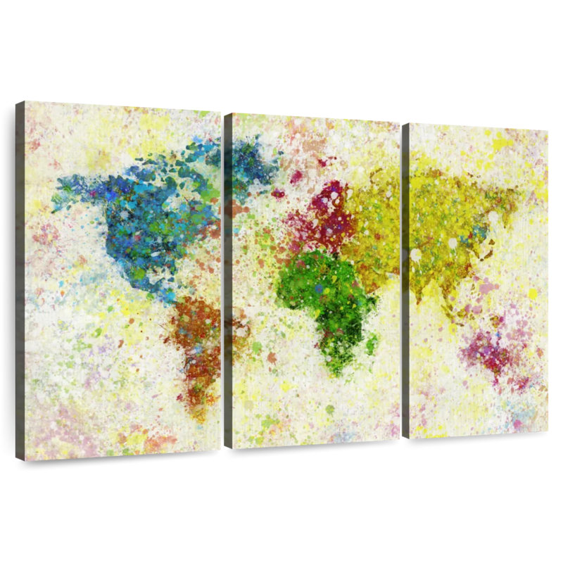 Aliaz Paint Blotches World Map, 48" H x 74" W