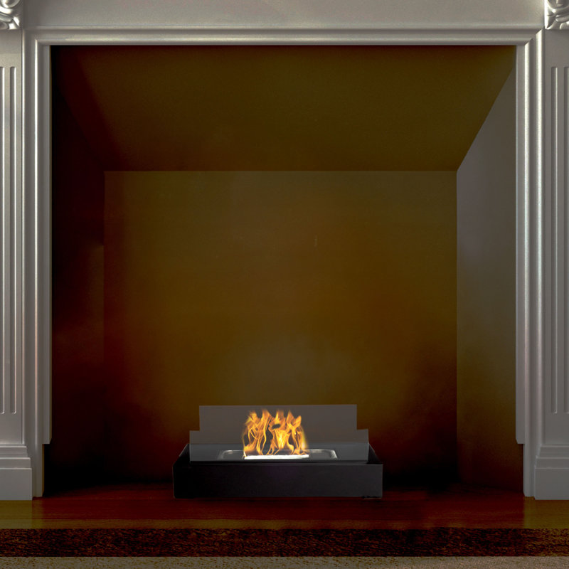 Black Rectangular Bio Ethanol Tabletop Fireplace Set, 2-Pack