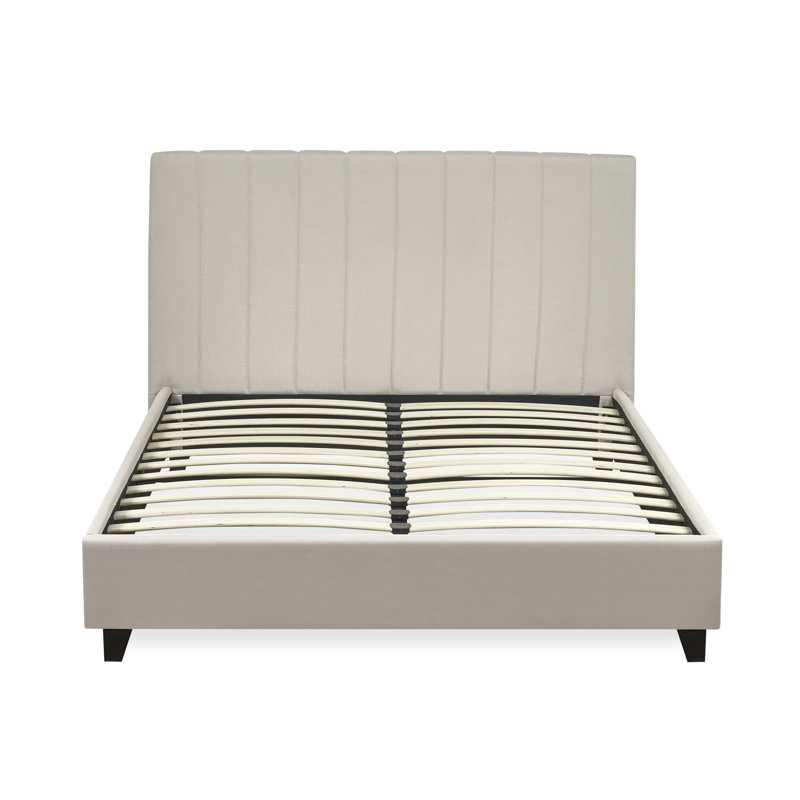 Linen Upholstered Bed Frame, Double (4'6), Cream
