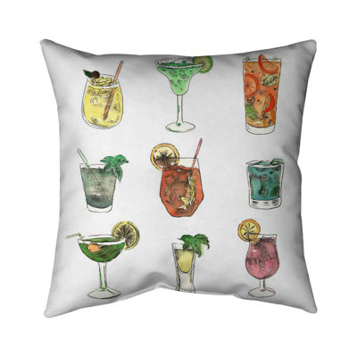 Colorful cocktails - 18"x18" Throw pillow - Poly twill - Print on demand