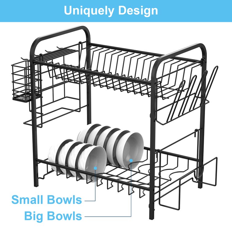 Ktaxon Kitchen Stainless Steel Dish Cup Drying Rack Holder 2-Tier Dish Rack  Sink Drainer
