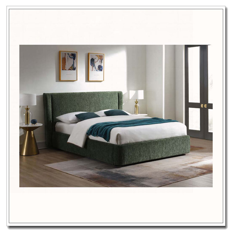 Chenille Upholstered Bed, Queen